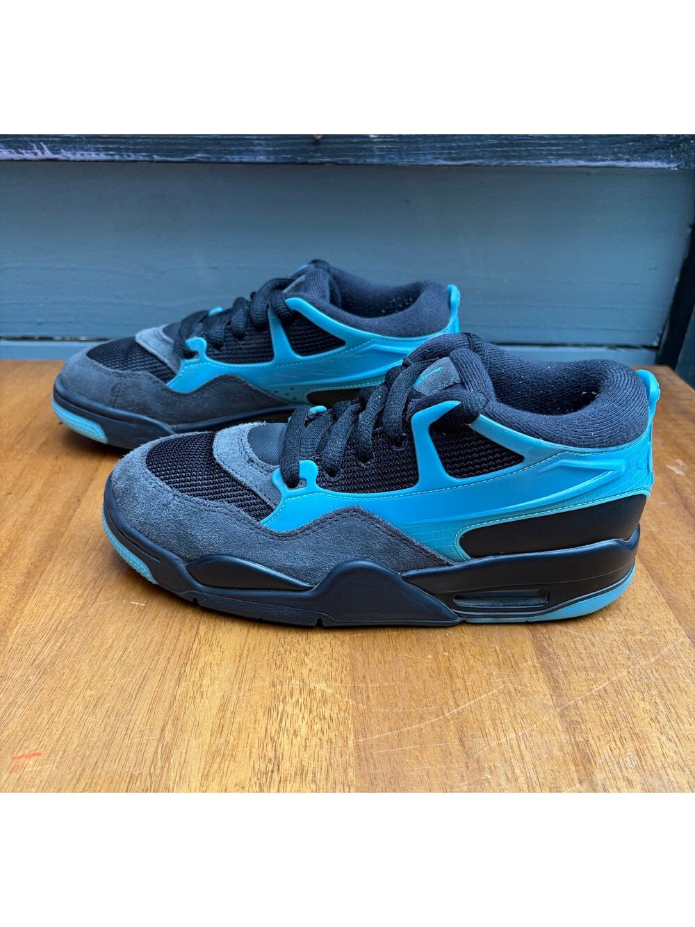 Nike Air Jordan Flight Court GS FQ7938-040 Black Teal Youth 4.5Y Sneakers